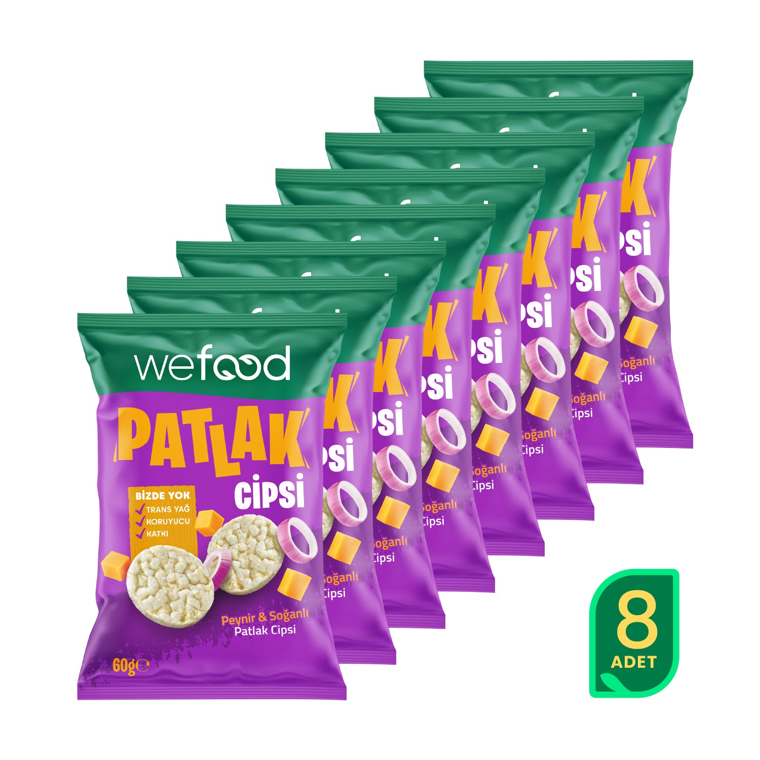 Wefood Peynir & Soğanlı Patlak Cipsi 60 g 8'li